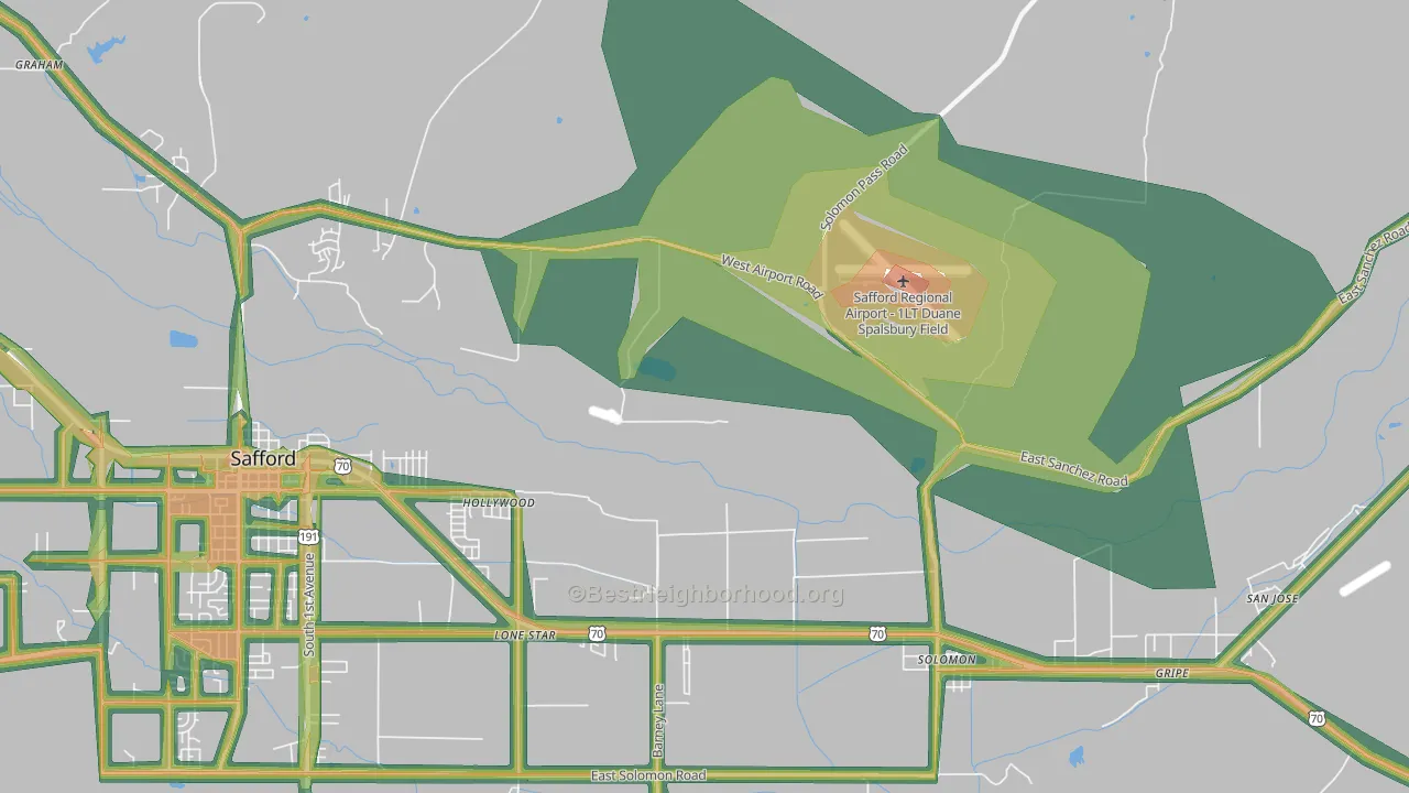 Hollywood, AZ Map of Noise Levels in Hollywood