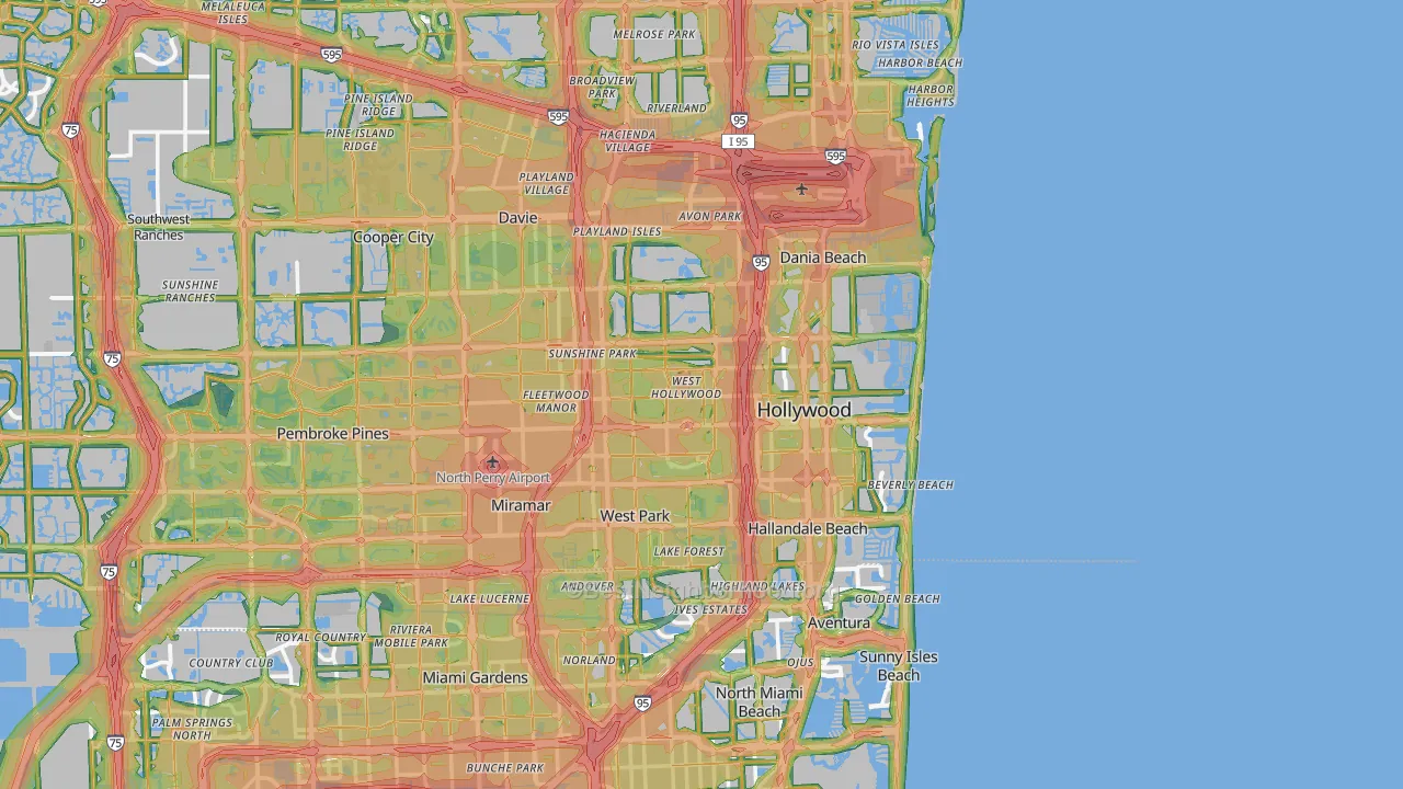 Hollywood, FL Map of Noise Levels in Hollywood