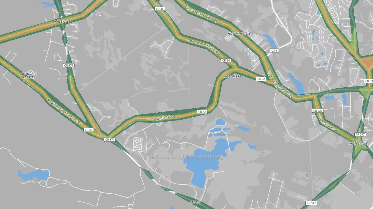 Holmansville, NJ Map of Noise Levels in Holmansville