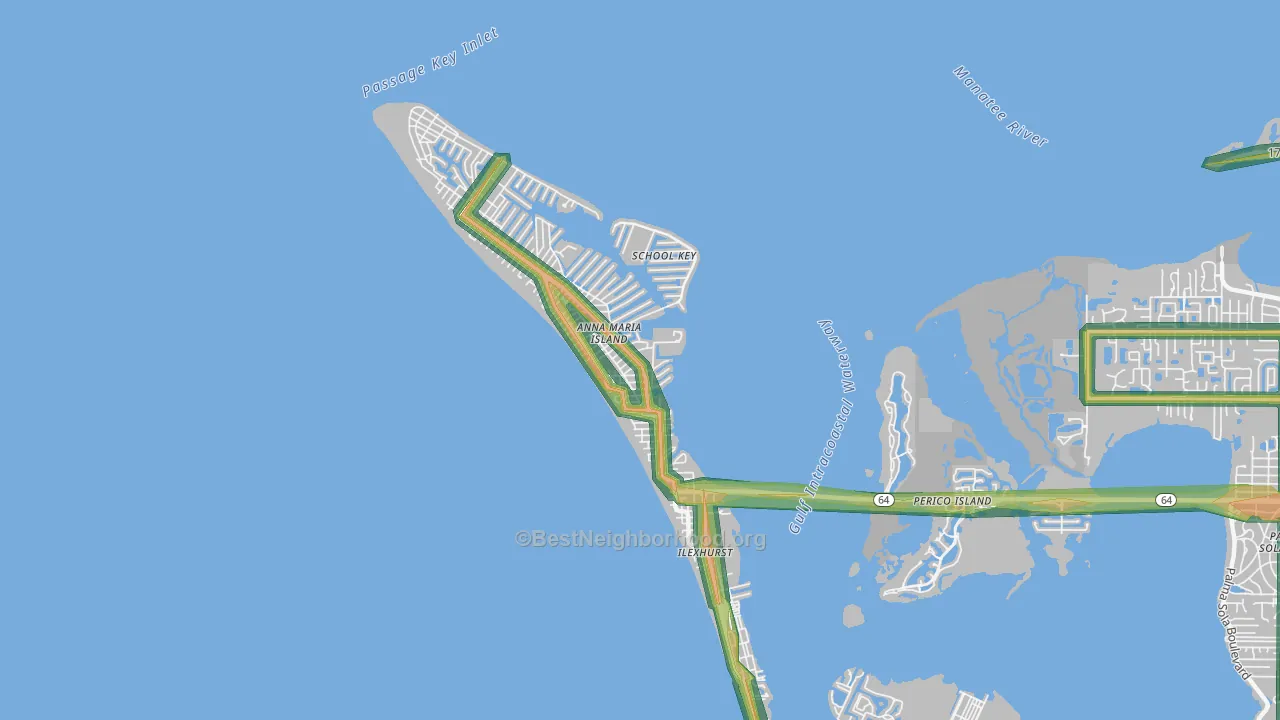Holmes Beach, FL Map of Noise Levels in Holmes Beach