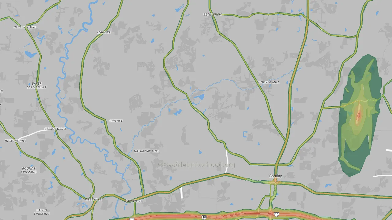 Holmes County, FL Map of Noise Levels in Holmes County