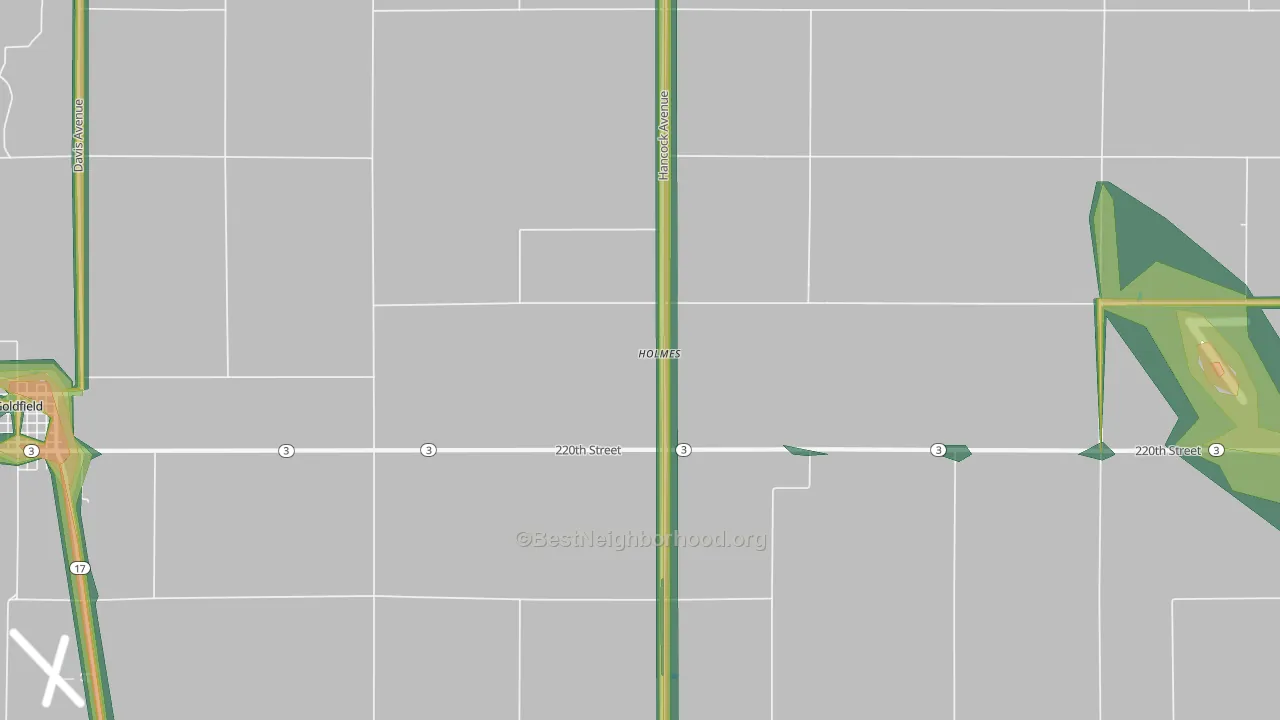 Holmes, IA Map of Noise Levels in Holmes