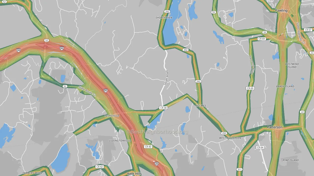 Holmes, NY Map of Noise Levels in Holmes