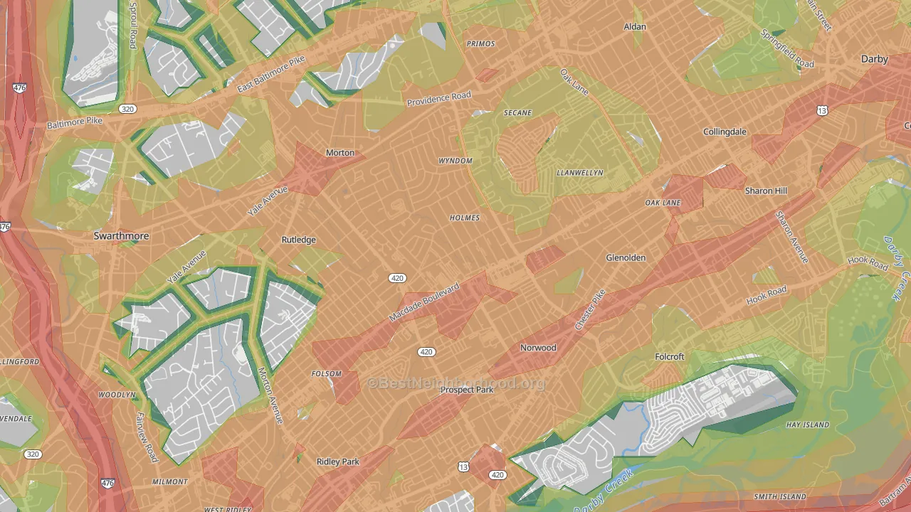 Holmes, PA Map of Noise Levels in Holmes
