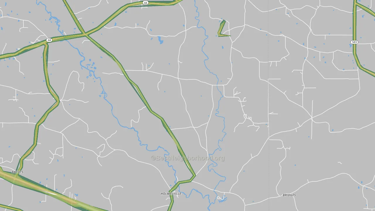 Holmesville, MS Map of Noise Levels in Holmesville