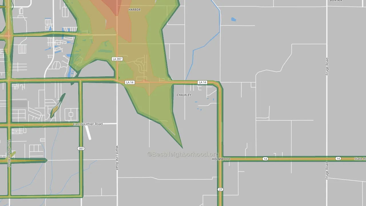 Holmwood, LA Map of Noise Levels in Holmwood
