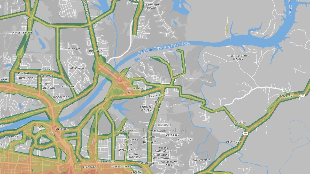 Holt, AL Map of Noise Levels in Holt