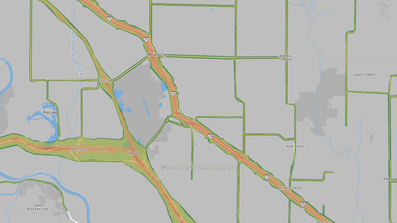 Holt County, MO Map of Noise Levels in Holt County