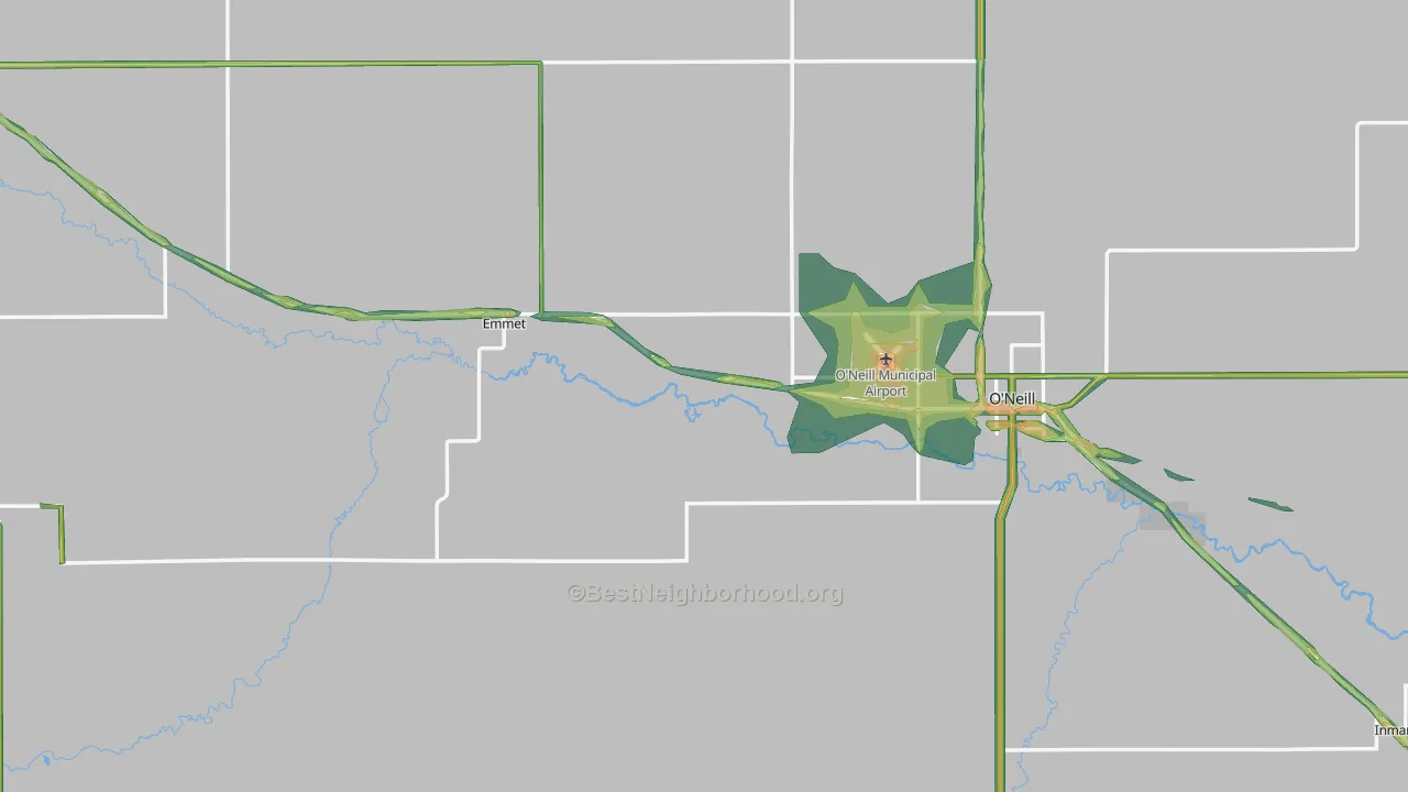 Holt County, NE Map of Noise Levels in Holt County