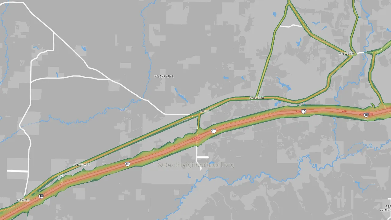 Holt, FL Map of Noise Levels in Holt
