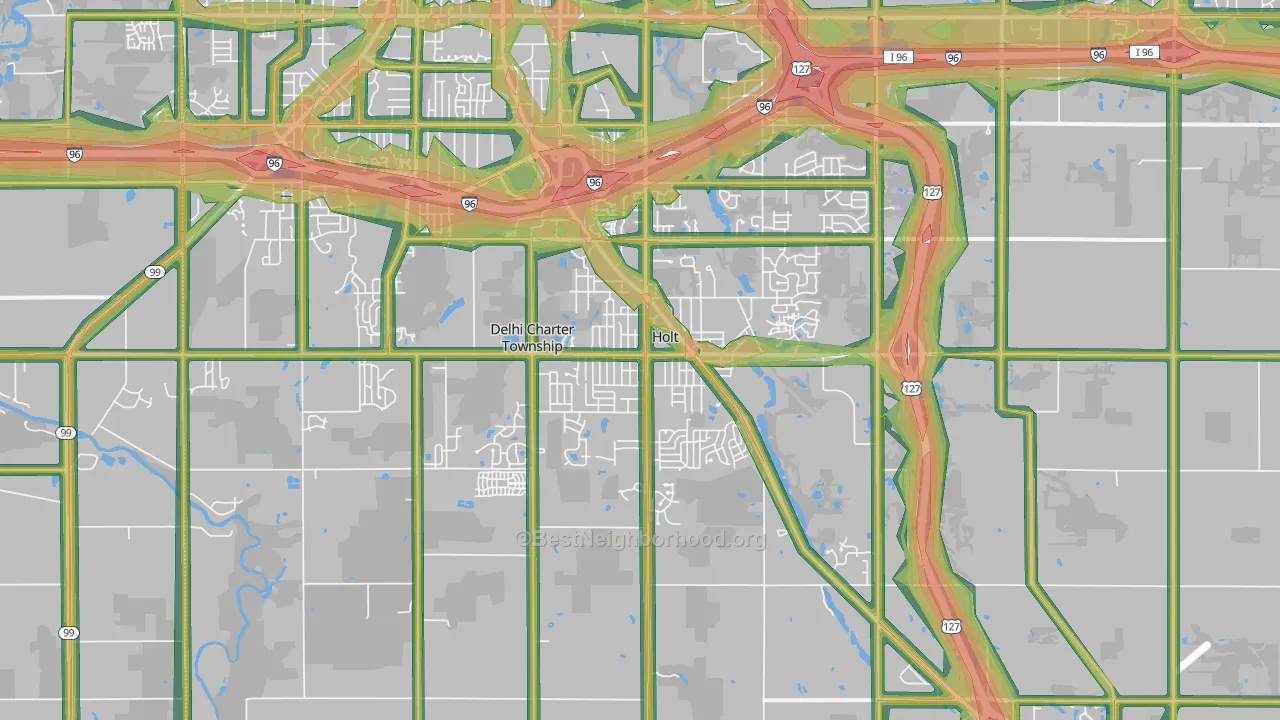 Holt, MI Map of Noise Levels in Holt