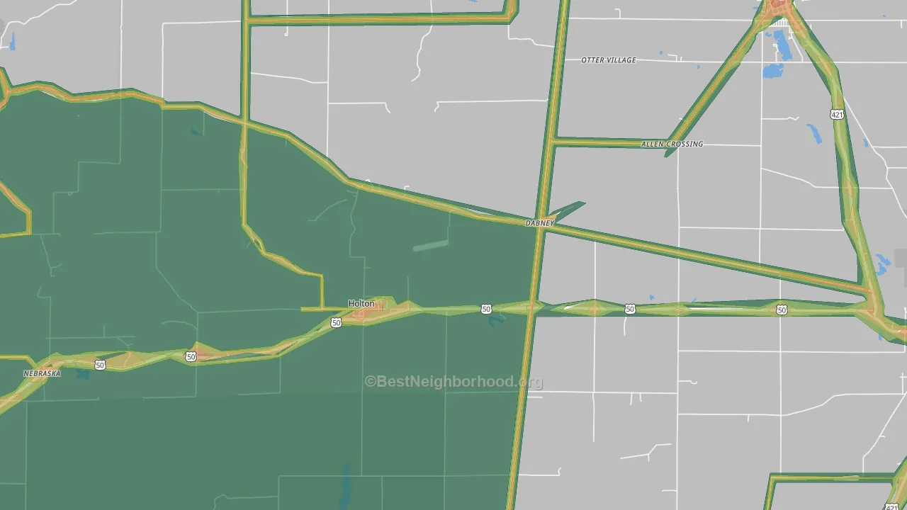 Holton, IN Map of Noise Levels in Holton