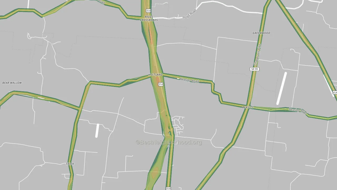 Holts Corner, TN Map of Noise Levels in Holts Corner