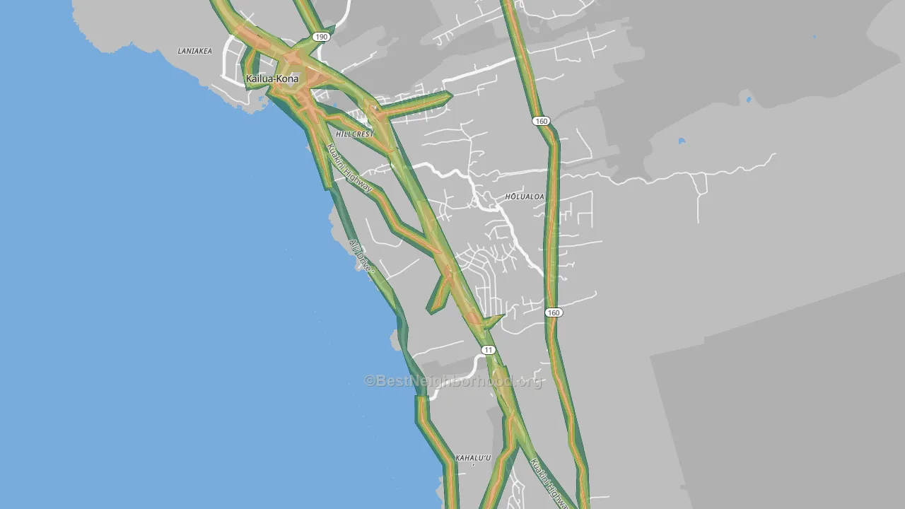 Holualoa, HI Map of Noise Levels in Holualoa