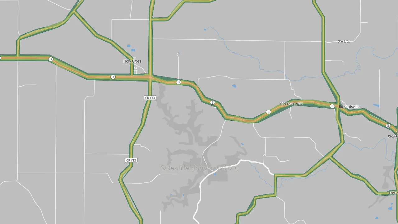 Holy Cross, IA Map of Noise Levels in Holy Cross