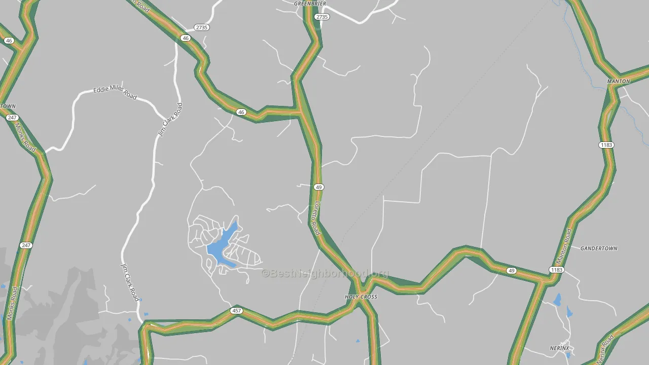 Holy Cross, KY Map of Noise Levels in Holy Cross