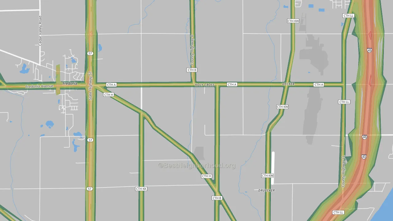 Holy Cross, WI Map of Noise Levels in Holy Cross
