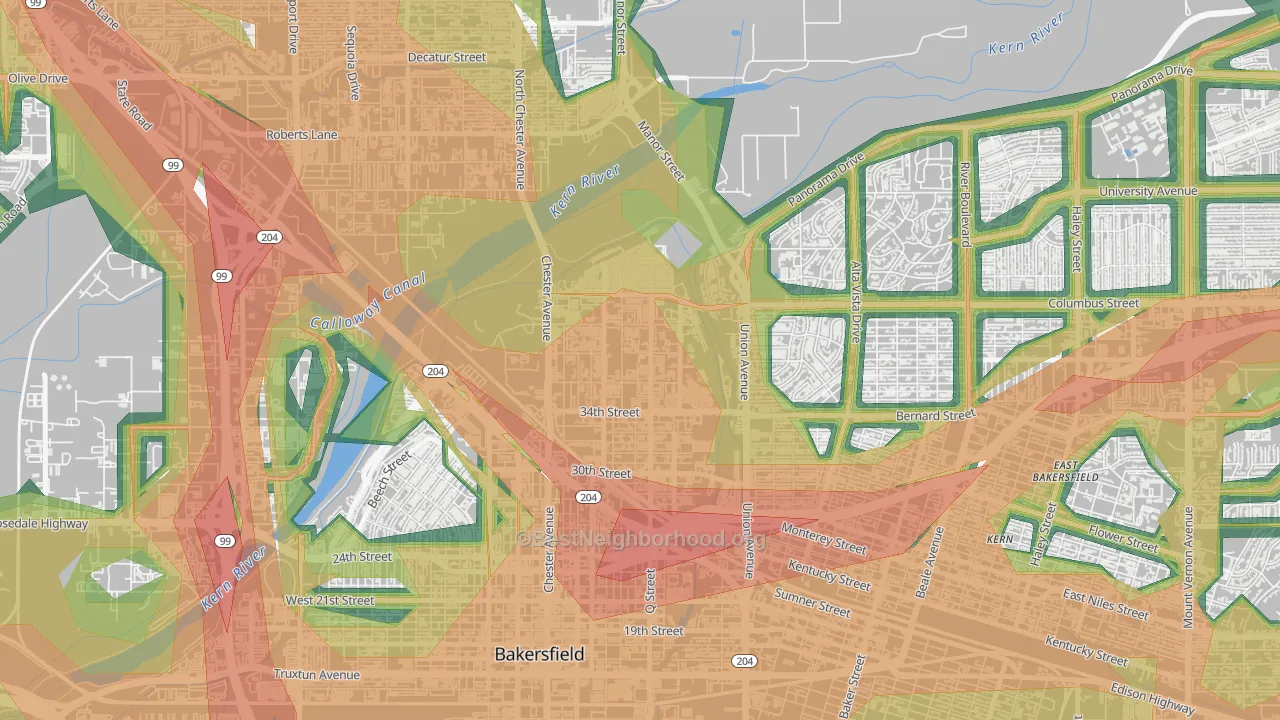 Homaker Park, Bakersfield, CA Map of Noise Levels in Homaker Park