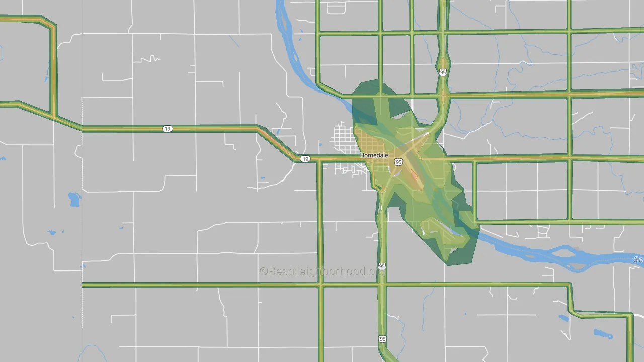 Homedale, ID Map of Noise Levels in Homedale