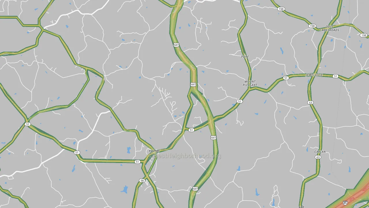 Homer, GA Map of Noise Levels in Homer