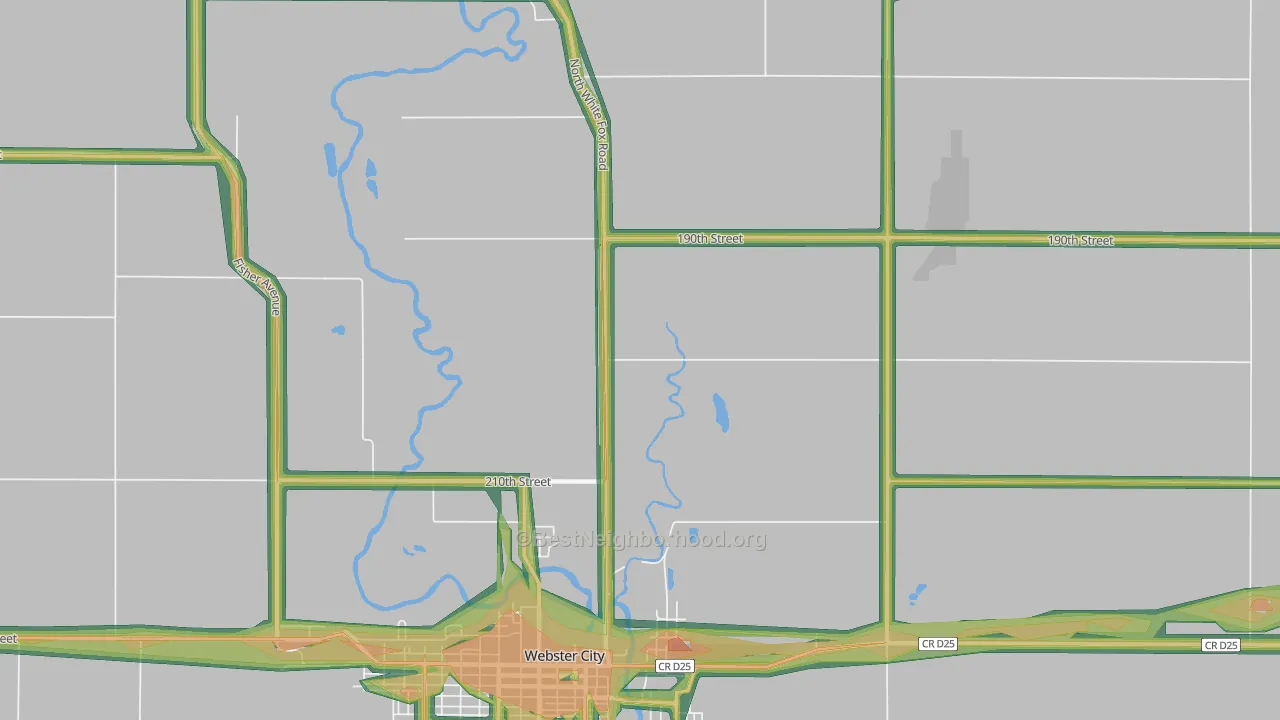 Homer, IA Map of Noise Levels in Homer
