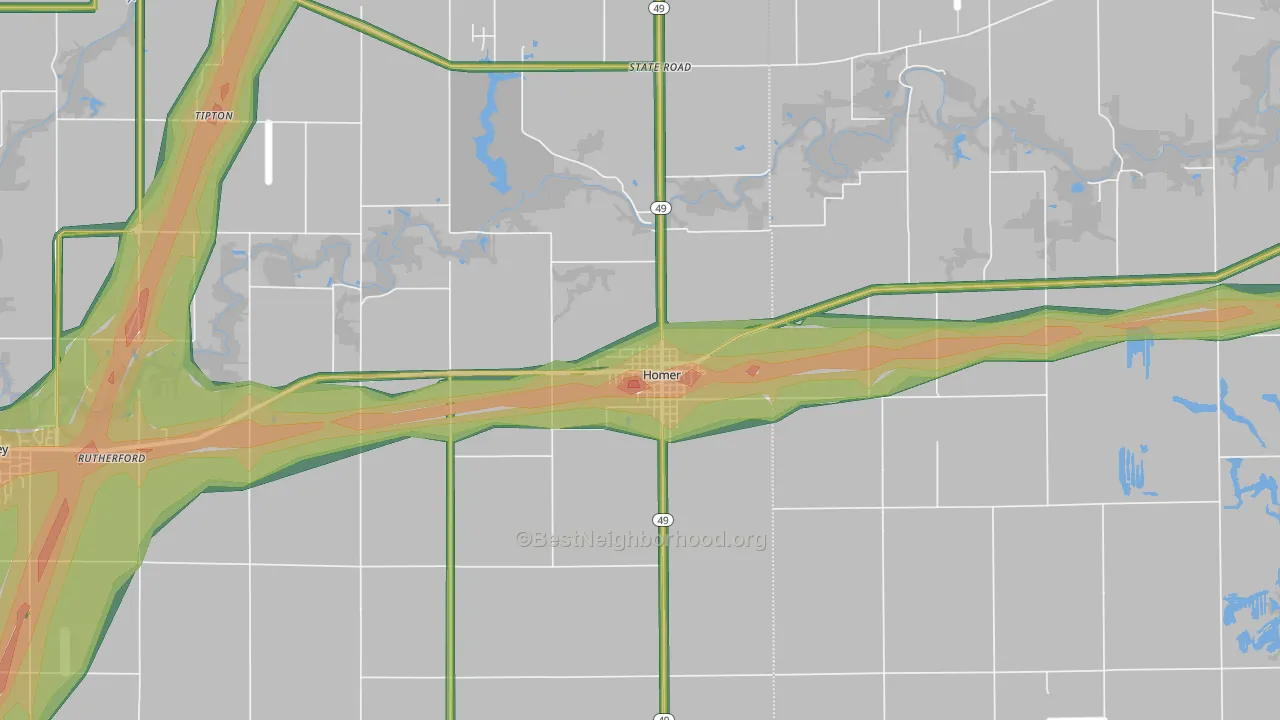 Homer, IL Map of Noise Levels in Homer