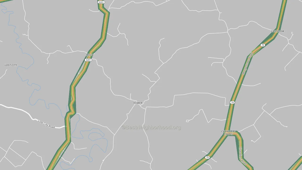 Homer, KY Map of Noise Levels in Homer