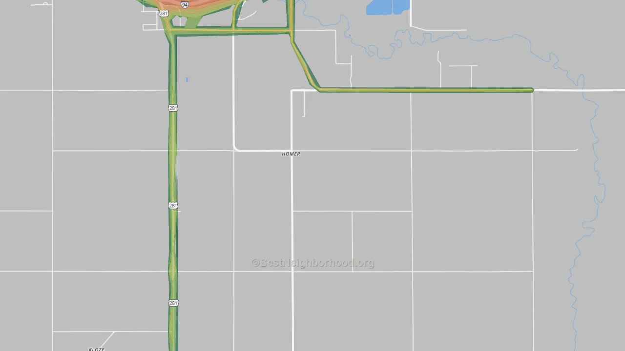 Homer, ND Map of Noise Levels in Homer