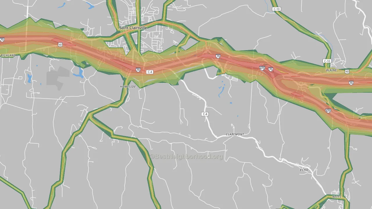 Homeside, OH Map of Noise Levels in Homeside