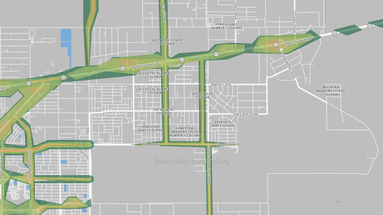 Homestead Meadows South, TX Map of Noise Levels in Homestead Meadows South
