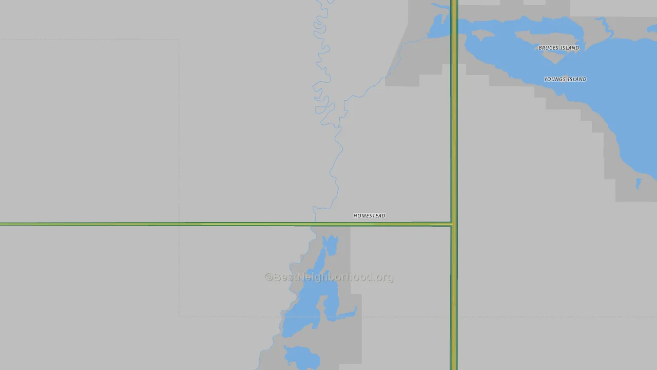 Homestead, MT Map of Noise Levels in Homestead