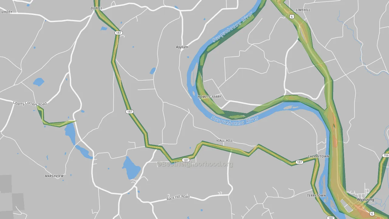 Homets Ferry, PA Map of Noise Levels in Homets Ferry