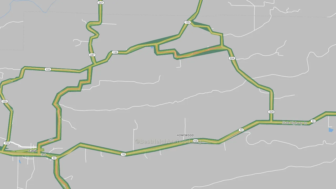 Homewood, AR Map of Noise Levels in Homewood