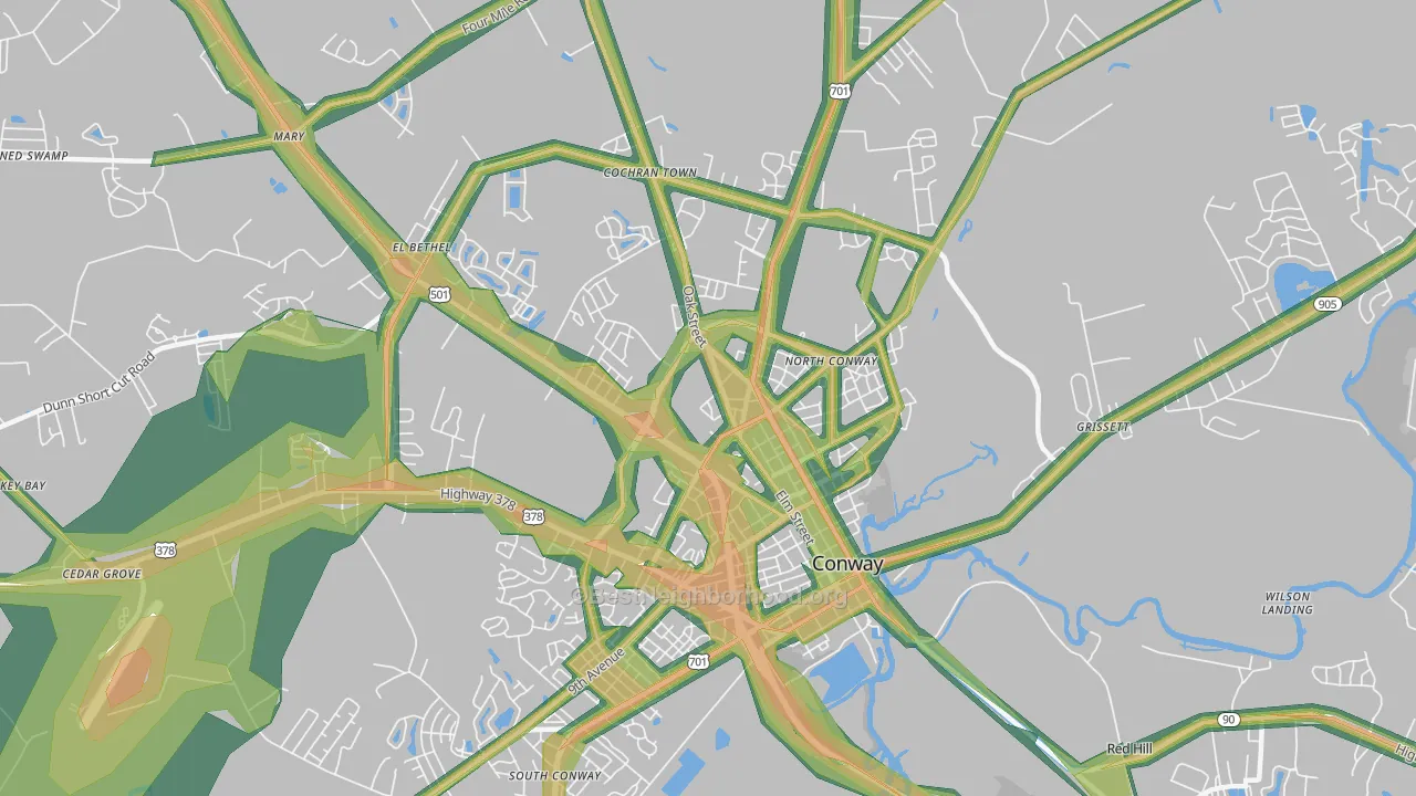 Homewood, SC Map of Noise Levels in Homewood