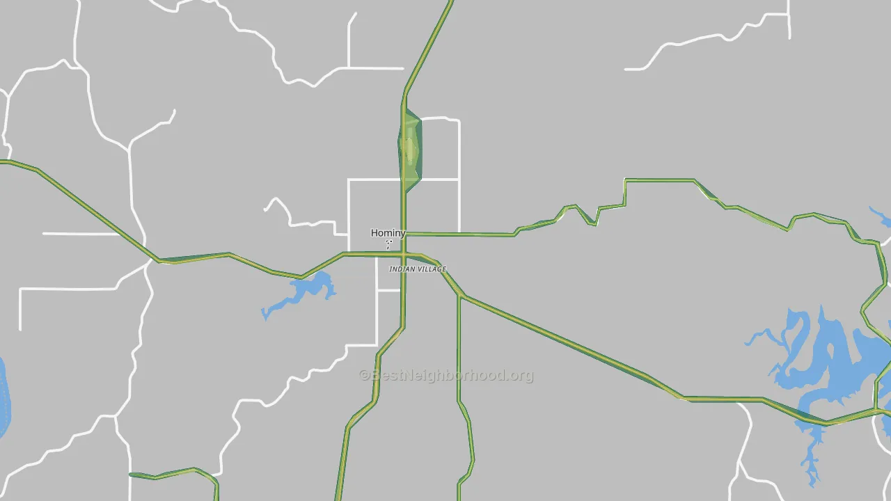 Hominy, OK Map of Noise Levels in Hominy