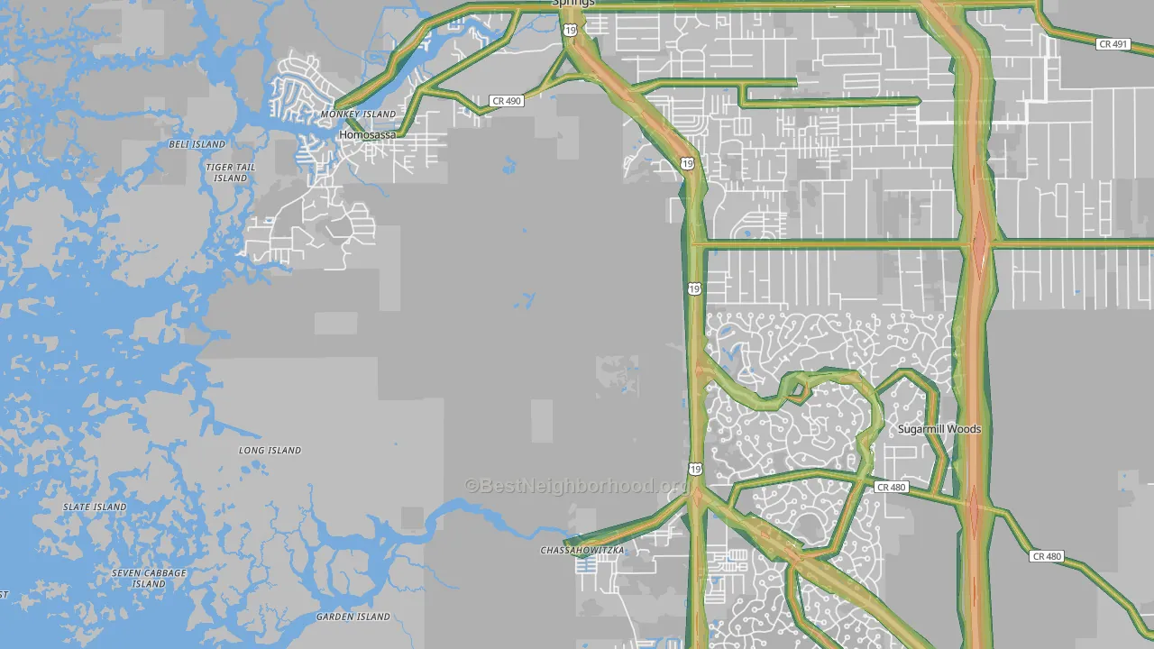 Homosassa, FL Map of Noise Levels in Homosassa