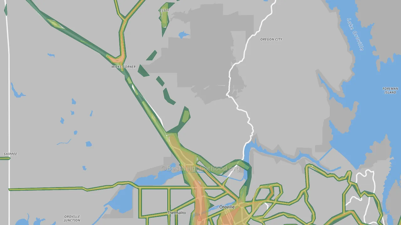 Honcut, CA Map of Noise Levels in Honcut