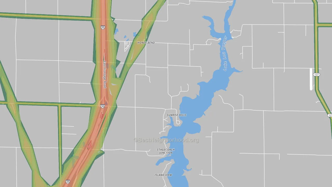 Honey Bend, IL Map of Noise Levels in Honey Bend
