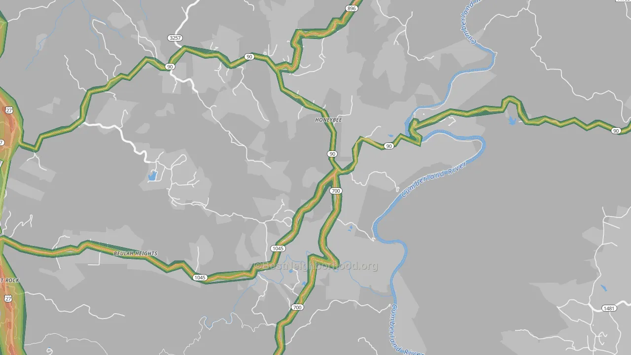 Honeybee, KY Map of Noise Levels in Honeybee