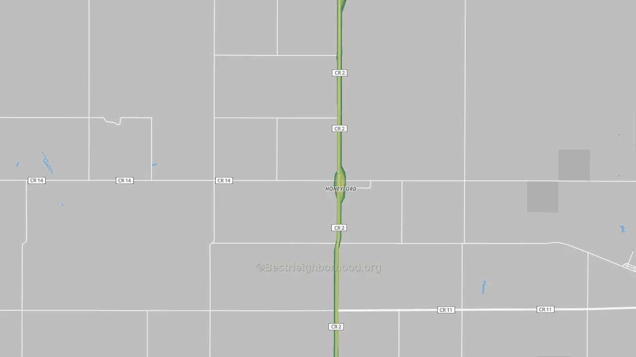 Honeyford, ND Map of Noise Levels in Honeyford