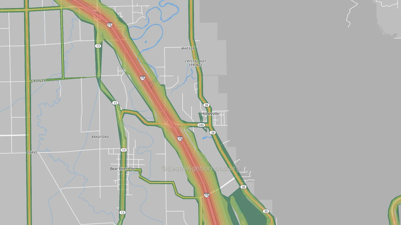 Honeyville, UT Map of Noise Levels in Honeyville