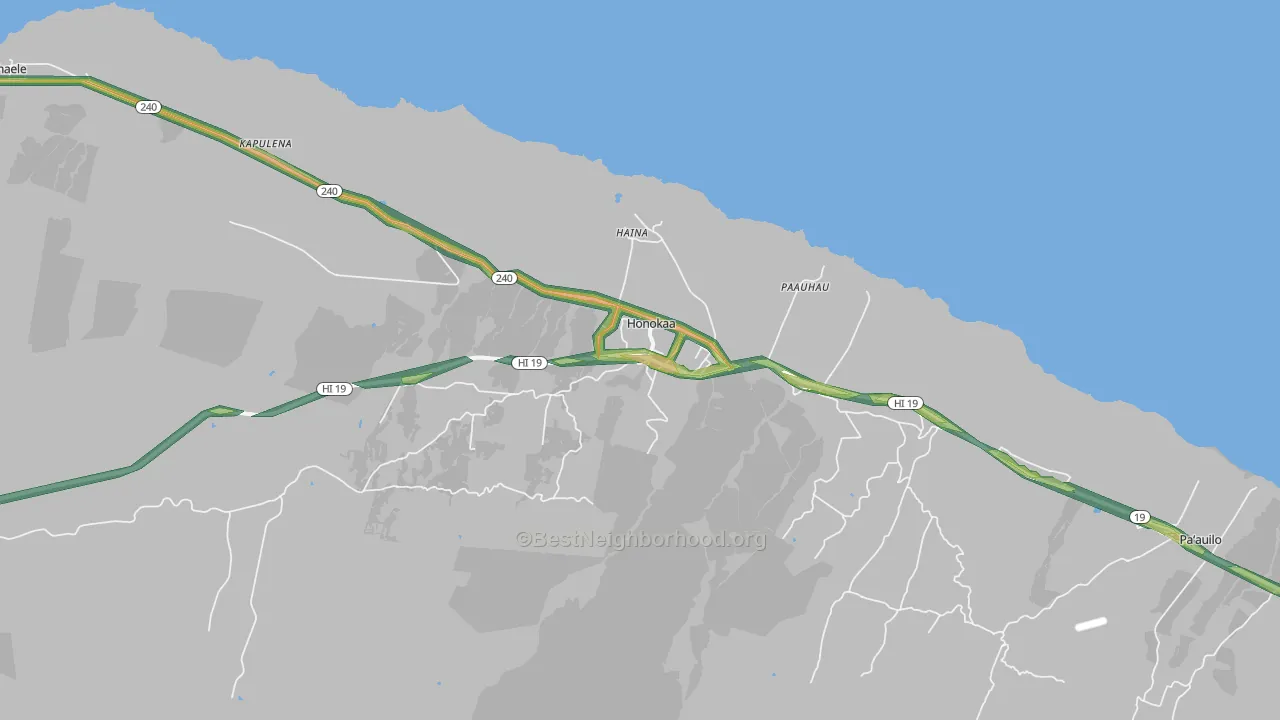 Honokaa, HI Map of Noise Levels in Honokaa