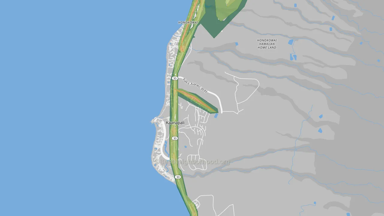 Honokowai, HI Map of Noise Levels in Honokowai