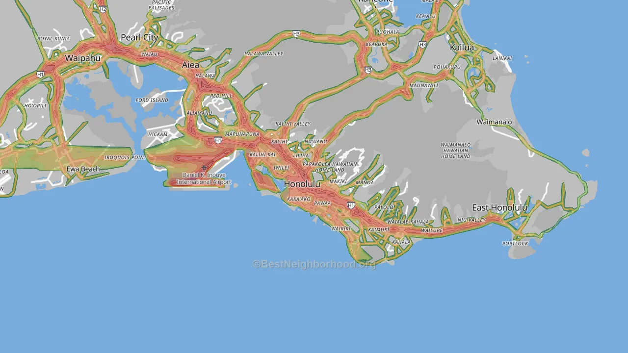Honolulu, HI Map of Noise Levels in Honolulu