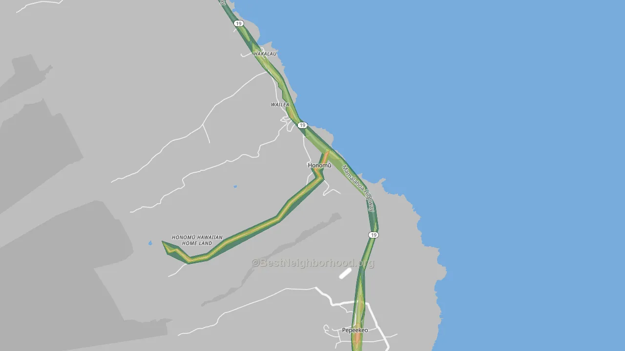 Honomu, HI Map of Noise Levels in Honomu