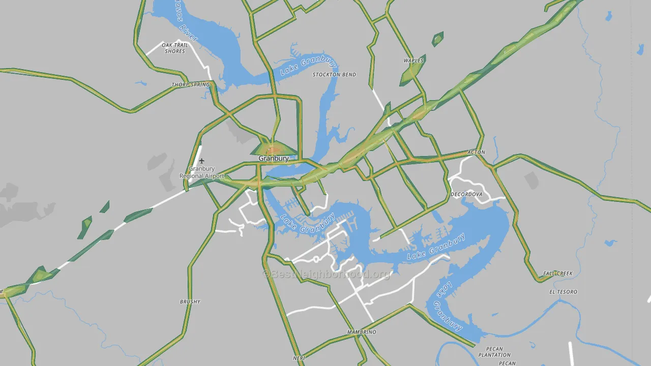 Hood County, TX Map of Noise Levels in Hood County