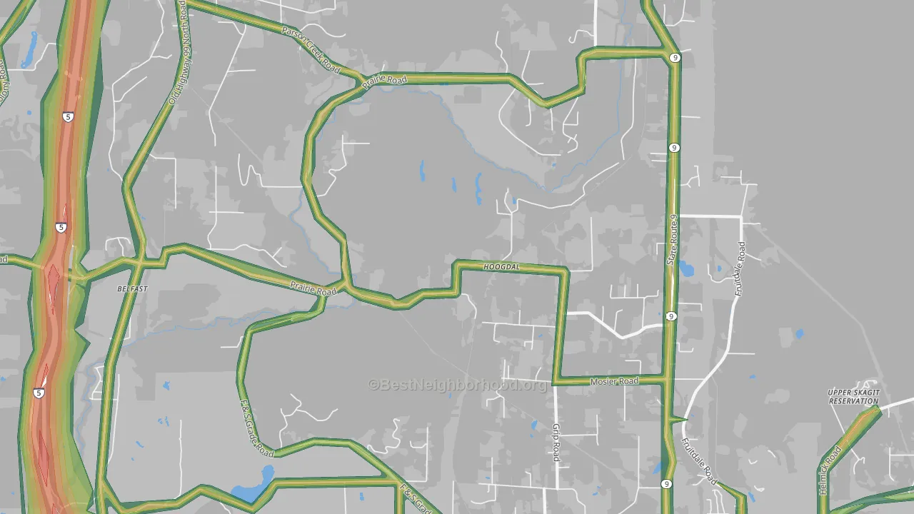 Hoogdal, WA Map of Noise Levels in Hoogdal