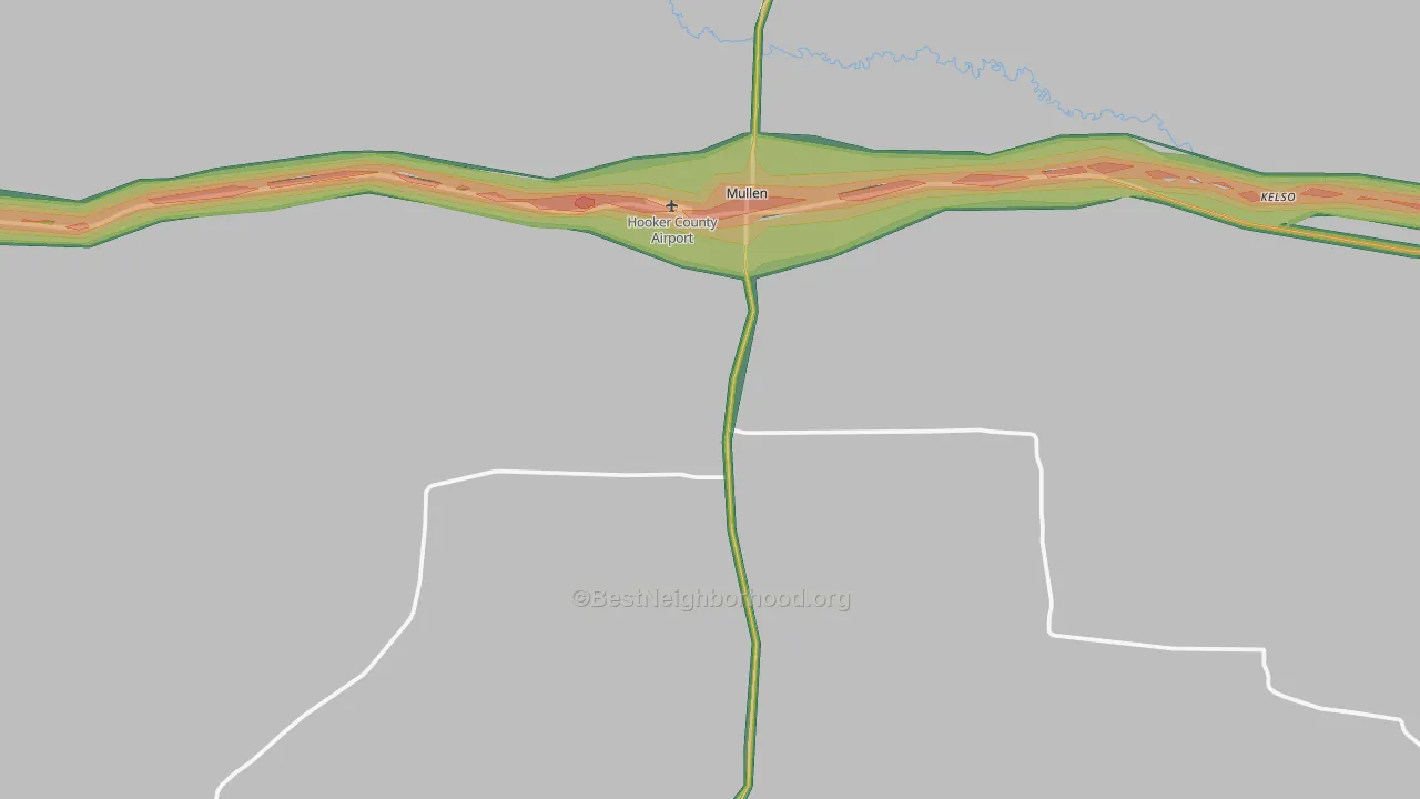 Hooker County, NE Map of Noise Levels in Hooker County