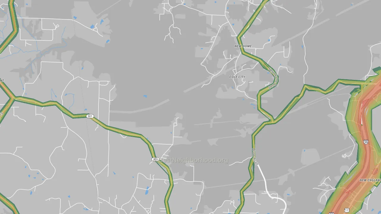 Hooker, GA Map of Noise Levels in Hooker