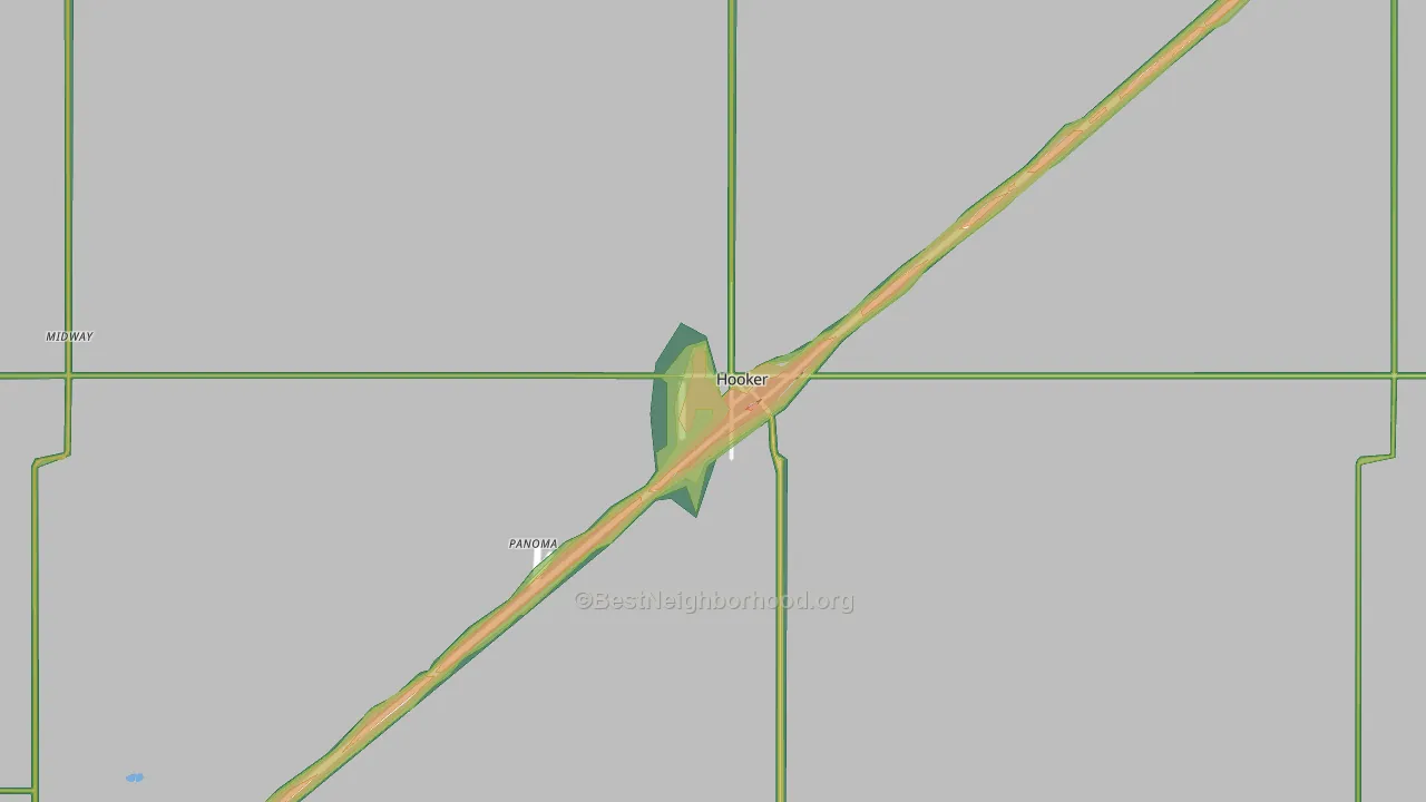 Hooker, OK Map of Noise Levels in Hooker